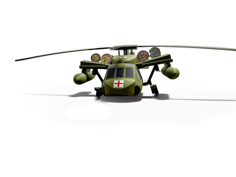 Blackhawk Helicopter Coin Holder | UH-60 Challenge Coin Display | Military Desk Decor | Army Gift
