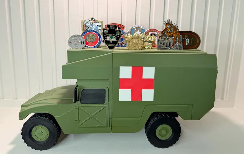 M988 MEDEVAC HMMWV Coin Holder | 3D Printed Military Ambulance Display