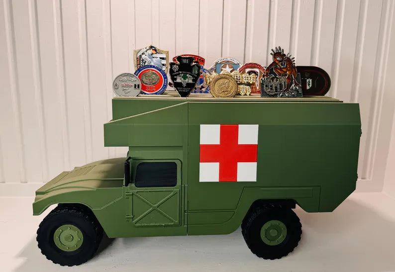 M988 MEDEVAC HMMWV Coin Holder | 3D Printed Military Ambulance Display