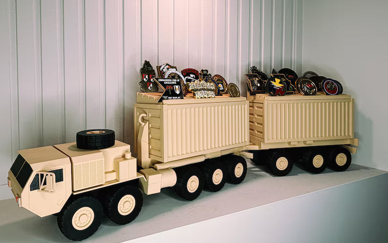 M1075 HEMTT PLS Coin Holder | Army Truck Desk Decor | Veteran Gift