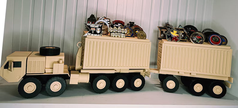M1075 HEMTT PLS Coin Holder | Army Truck Desk Decor | Veteran Gift