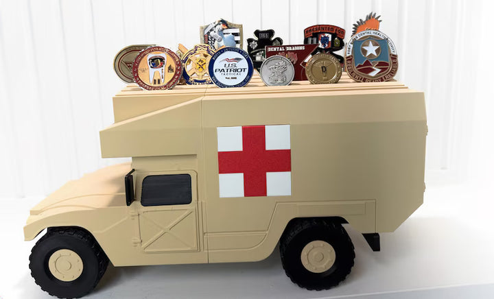 M988 MEDEVAC HMMWV Coin Holder | 3D Printed Military Ambulance Display