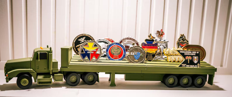 M915 Army Truck Coin Holder | Military Semi Display | Tactical Desk Decor | Veteran Gift